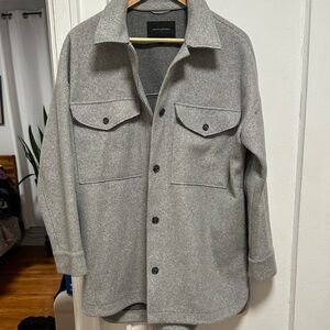 Banana Republic Light Gray Wool-Blend Overshirt